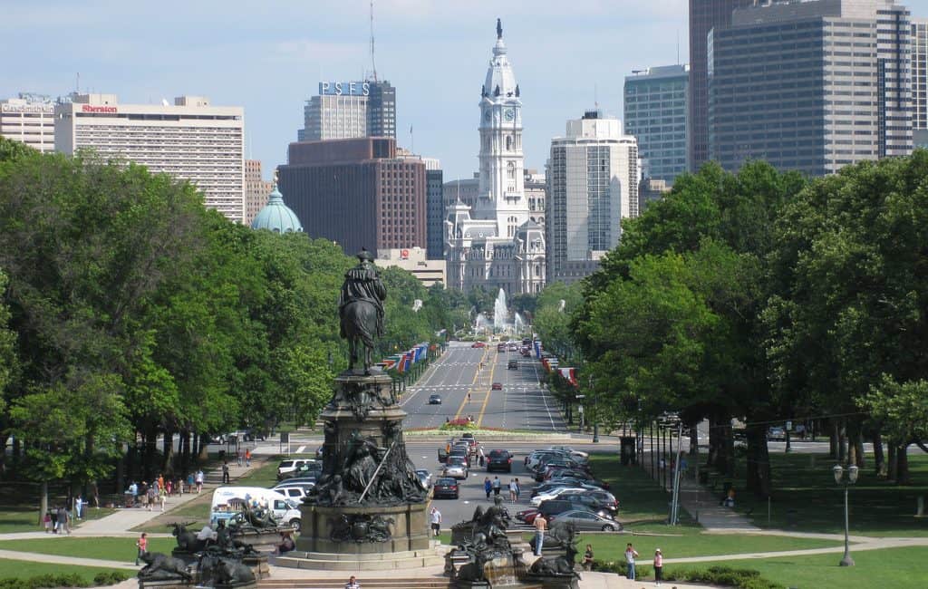 Grab a Philly cheesesteak and see the Ben Franklin Parkway