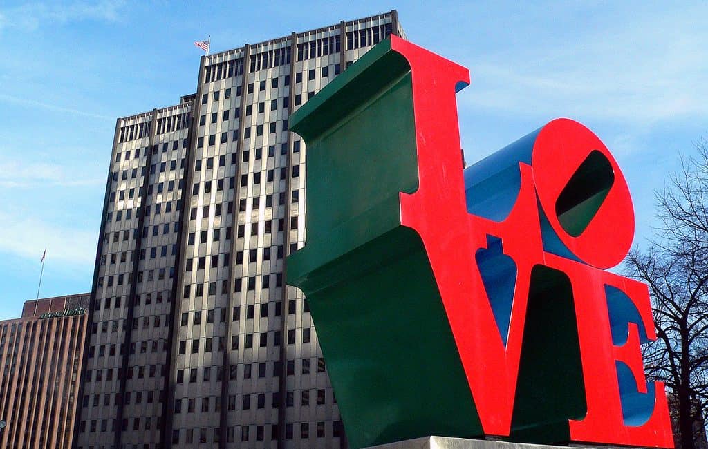 LOVE Park goes great with a famous philly cheesesteak